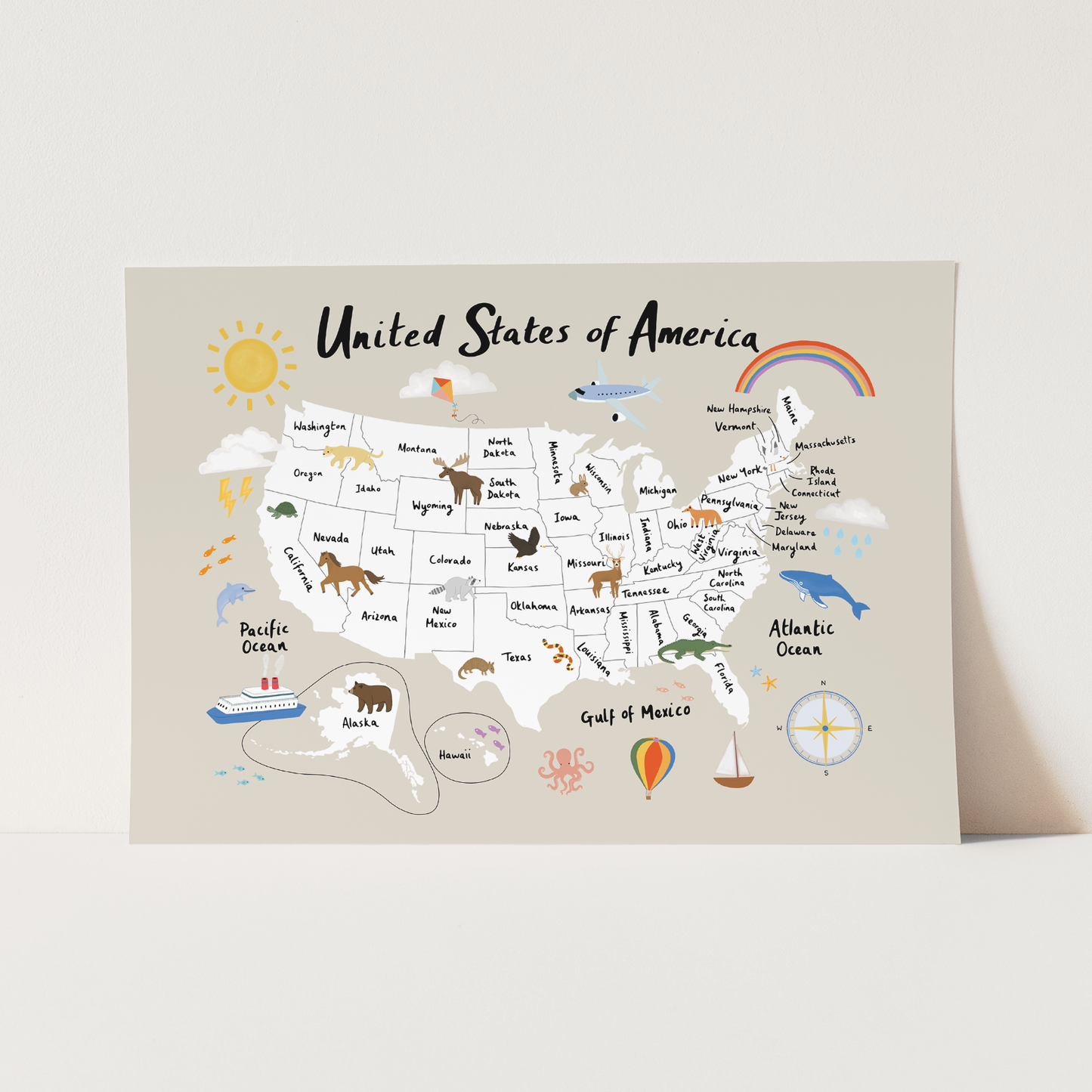 United States Of America Art Print In Stone by Kid of the Village (6 Sizes Available)