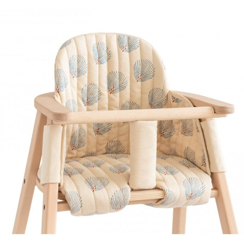 Nobodinoz Growing Green High Chair Cushion - Blue Gatsby/Cream