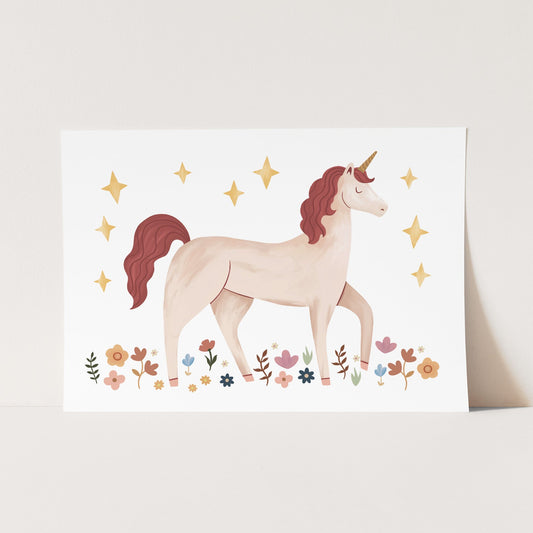 Unicorn in the Meadow Art Print by Kid of the Village (6 Sizes Available)