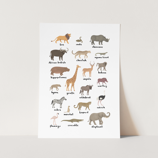 Safari Animal Chart Art Print by Kid of the Village (6 Sizes Available)