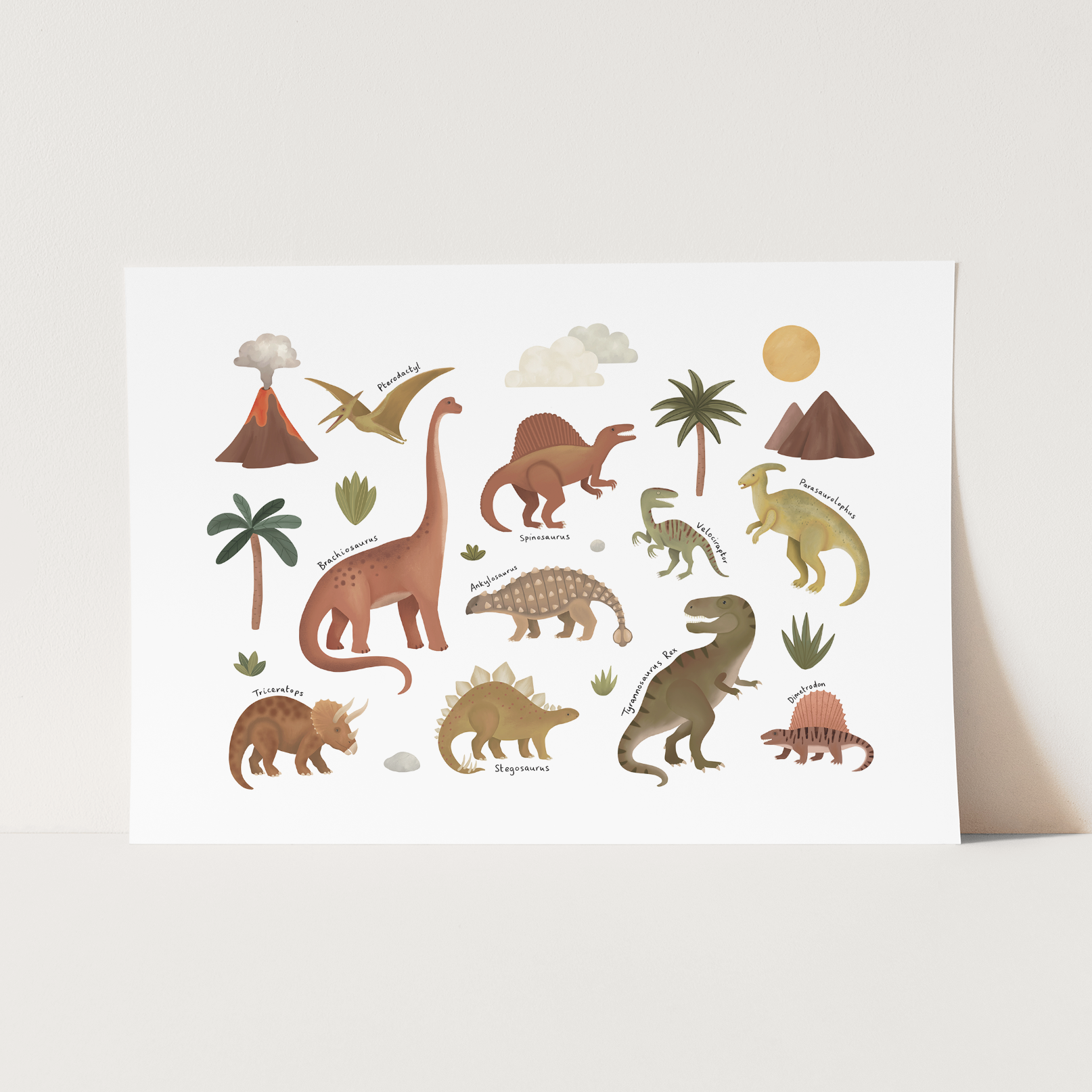 Dinosaurs Art Print In White by Kid of the Village (6 Sizes Available)