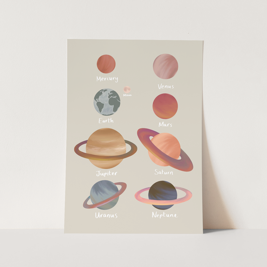Planets Art Print In Stone by Kid of the Village (6 Sizes Available)