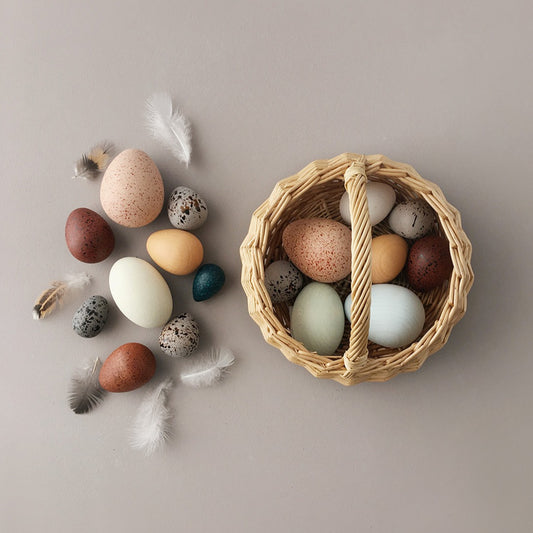 A Dozen Bird Eggs In Basket by Moon Picnic