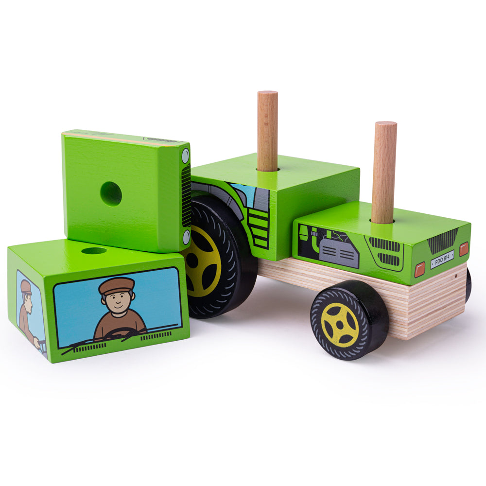 Bigjigs Wooden Stacking Tractor Toy