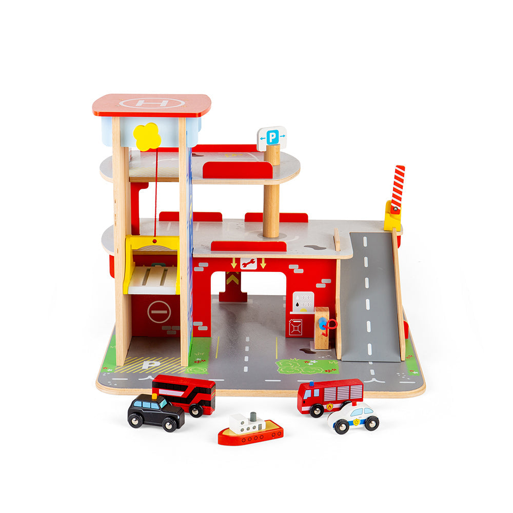 Bigjigs Wooden Garage Toy Bundle