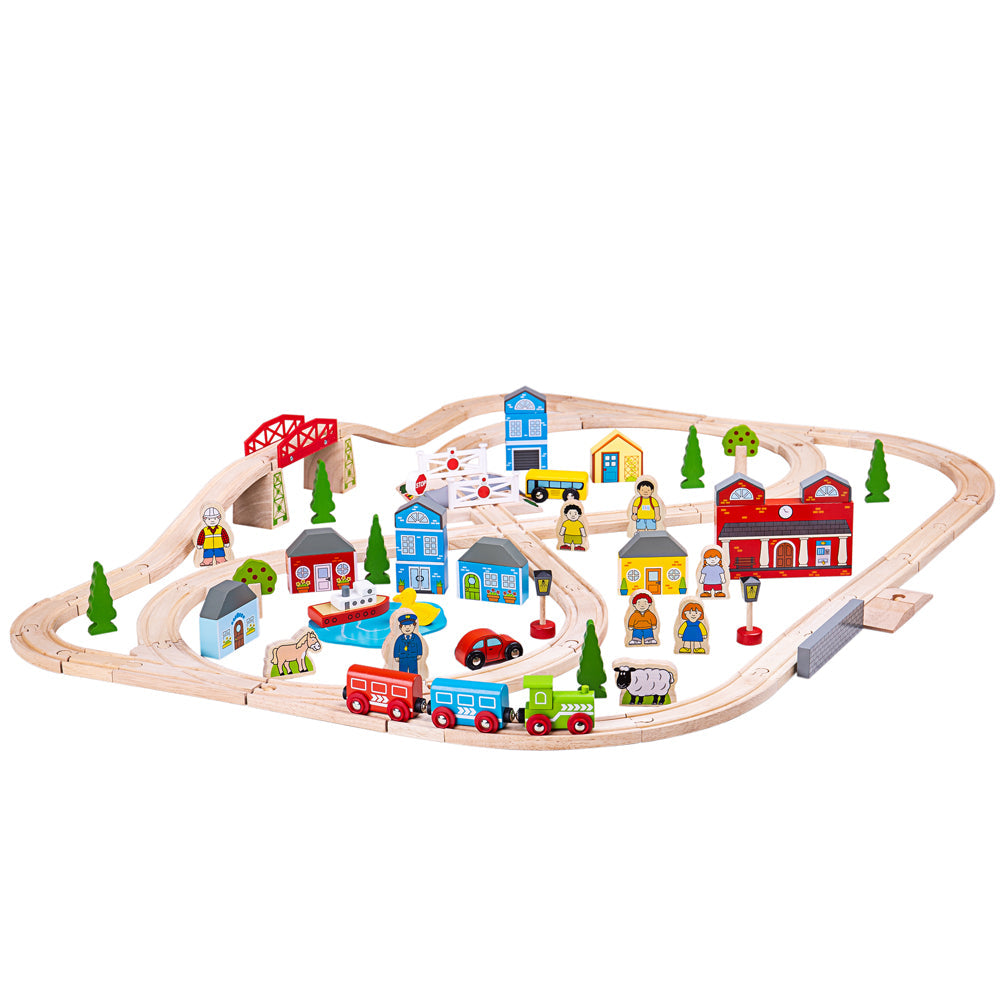 Bigjigs Rail Wooden Town and Country Train Set