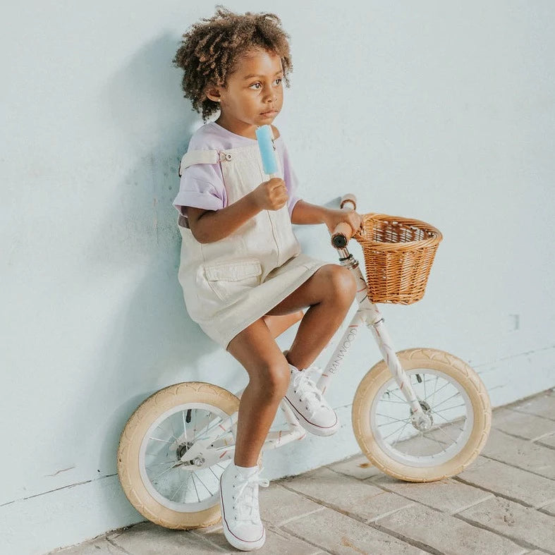 Banwood x Marest 'First Go!' Balance Bike & Basket - Allegra White