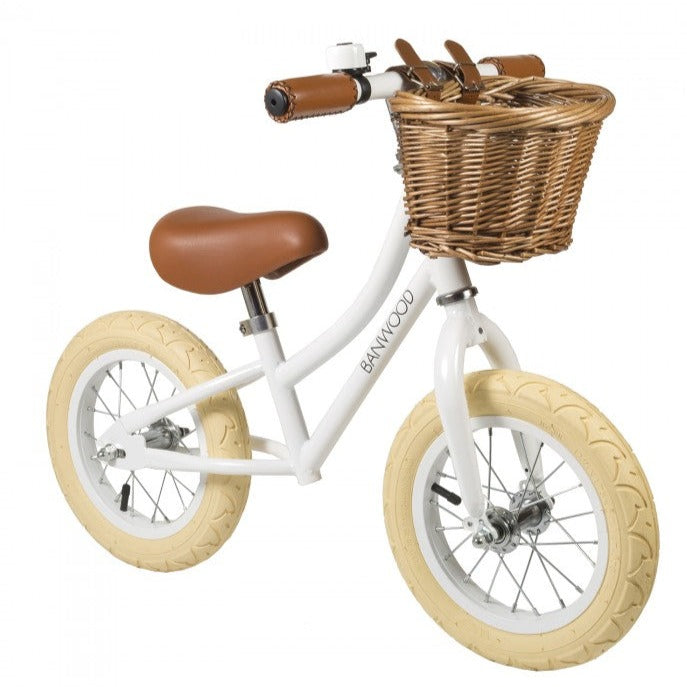 Banwood 'First Go!' Balance Bike & Basket - White