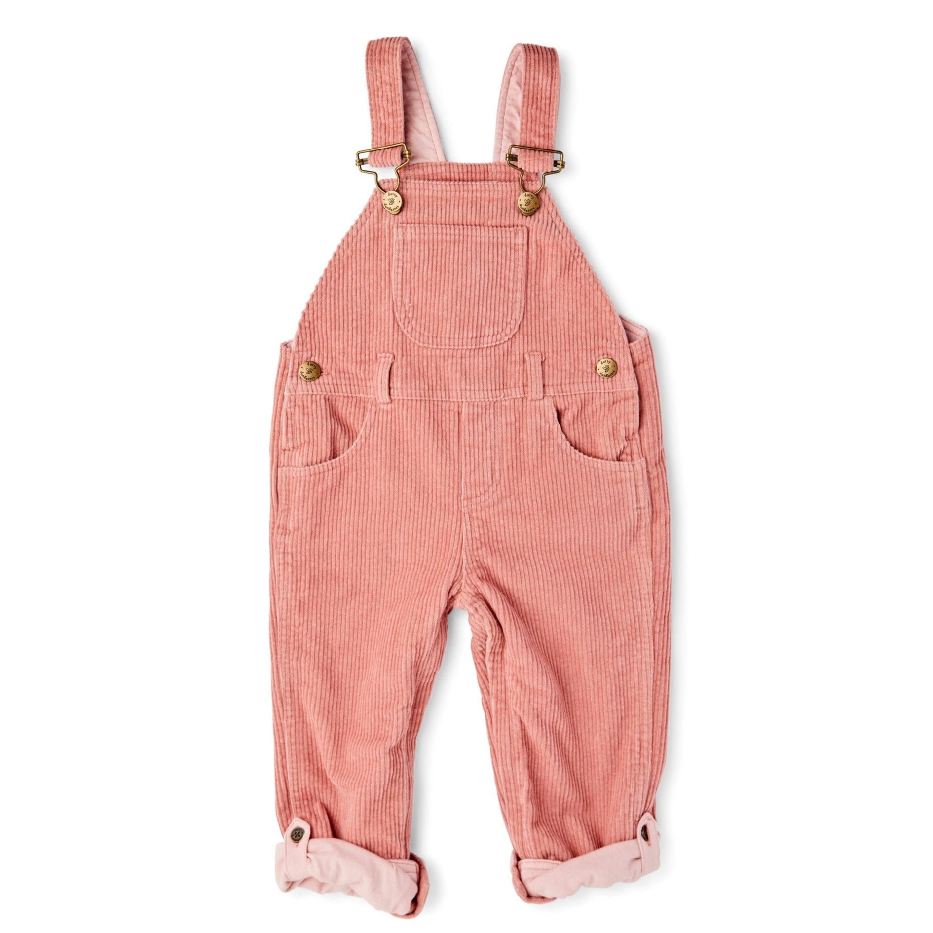Dotty Dungarees Pink Chunky Cord Children's Dungarees