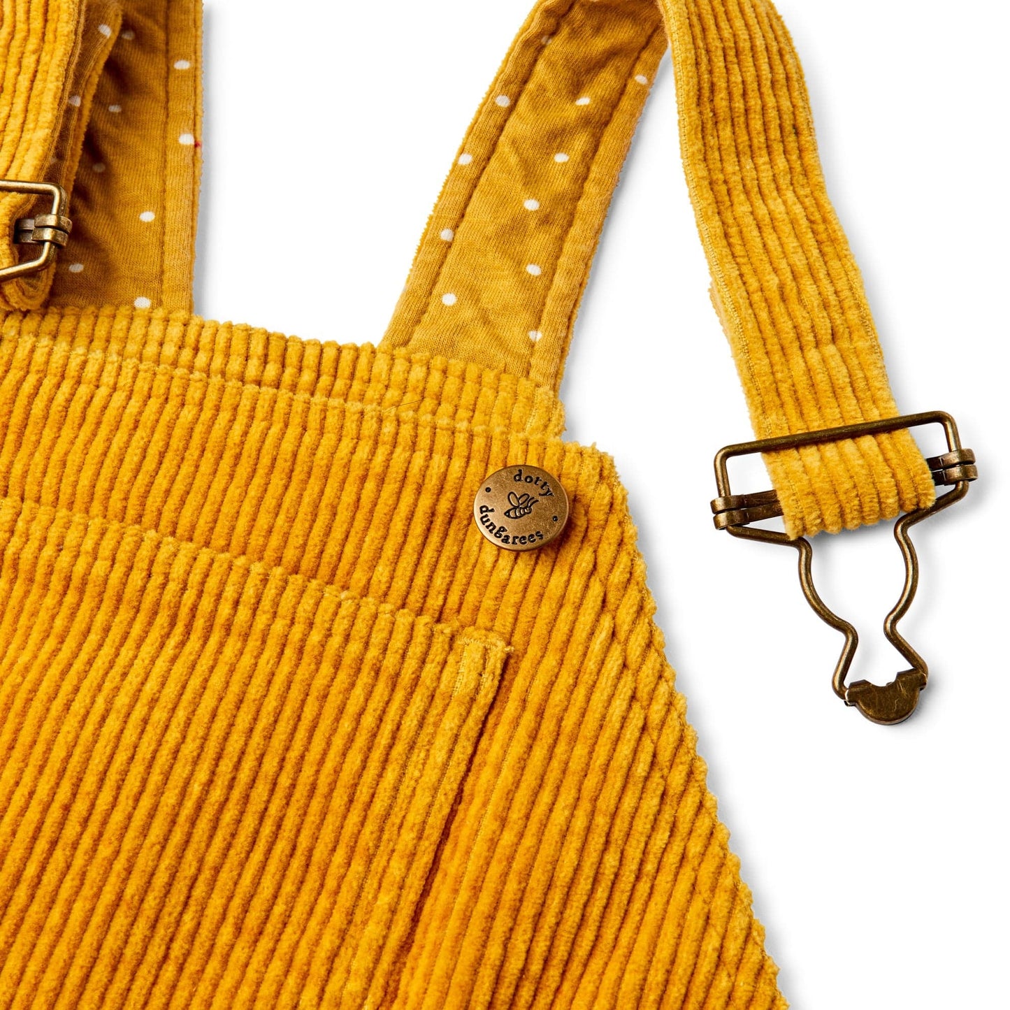 Dotty Dungarees Ochre Chunky Cord Children's Dungarees