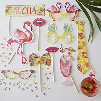 Tropical Party Photo Props Pack - Flamingo Fun By Ginger Ray