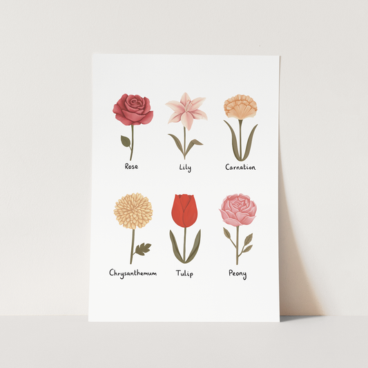 Flowers Art Print In White by Kid of the Village (6 Sizes Available)