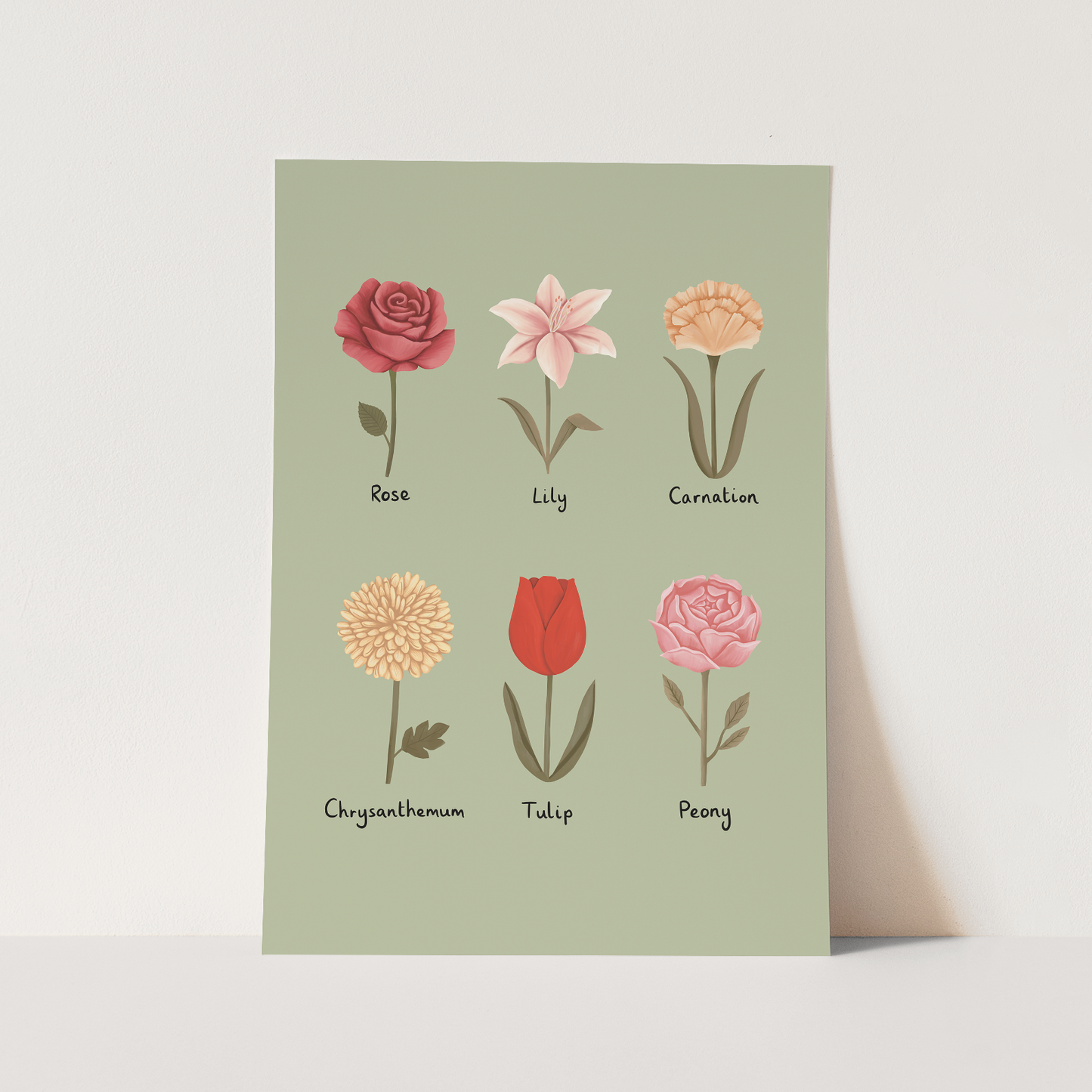 Flowers Art Print In Sage by Kid of the Village (6 Sizes Available)