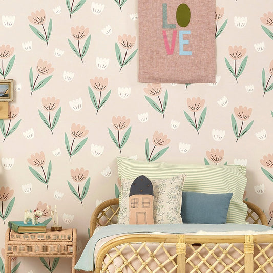Hibou Home Wallpaper Roll - Fleur - Summer Pink