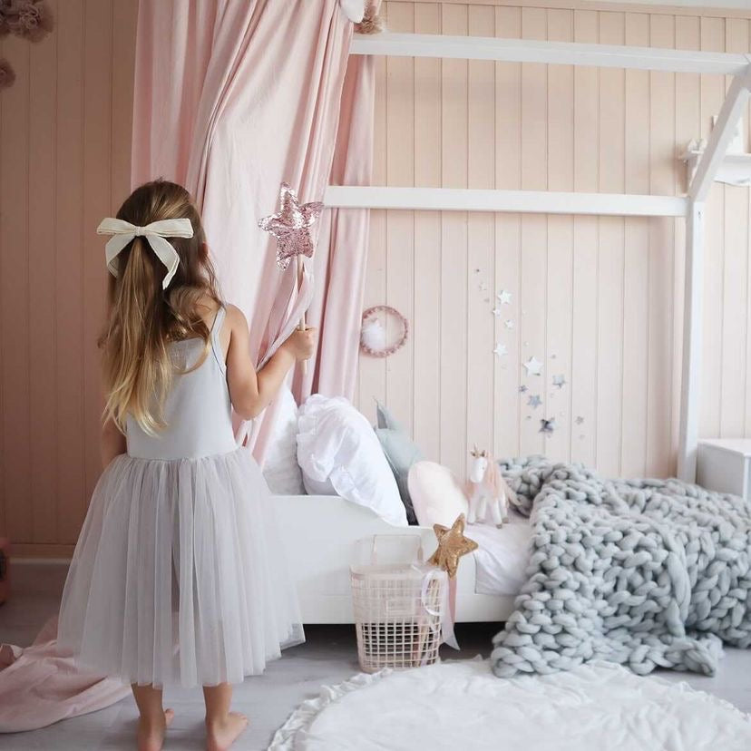 Bed Canopy In Fairy Dust Pink by The Handmade Scandi Co.