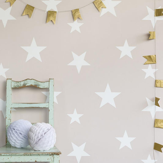 Hibou Home Wallpaper - Blush/White Stars