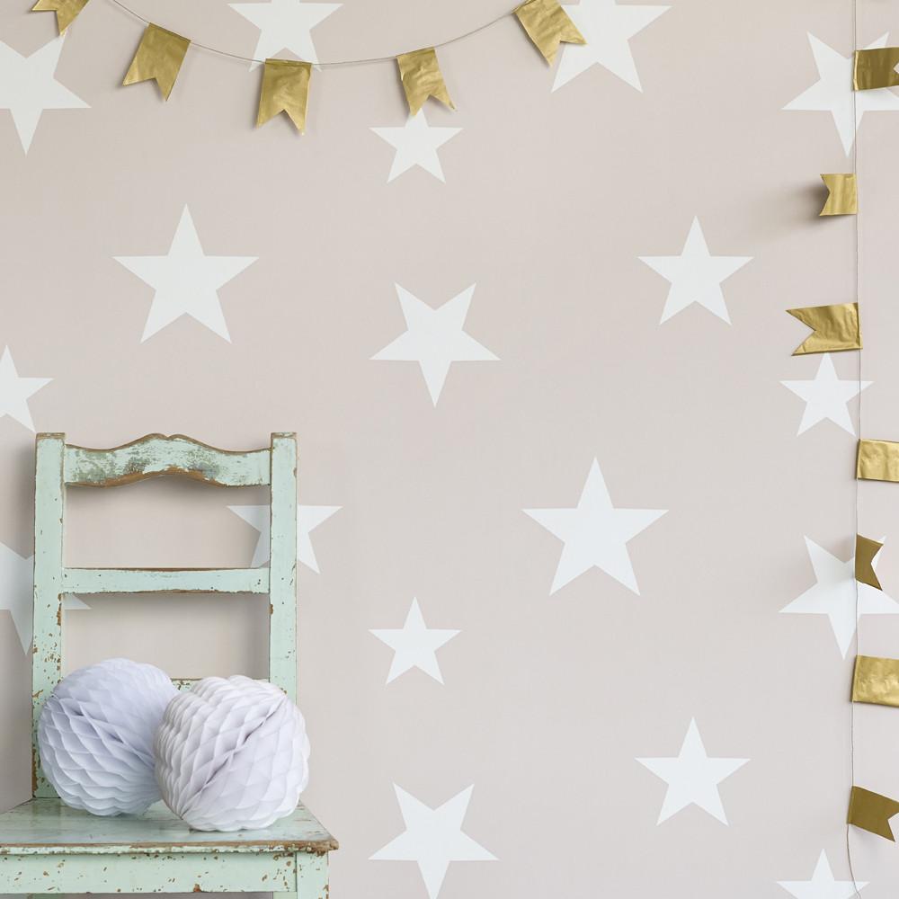 Wallpaper Roll Blush White Stars