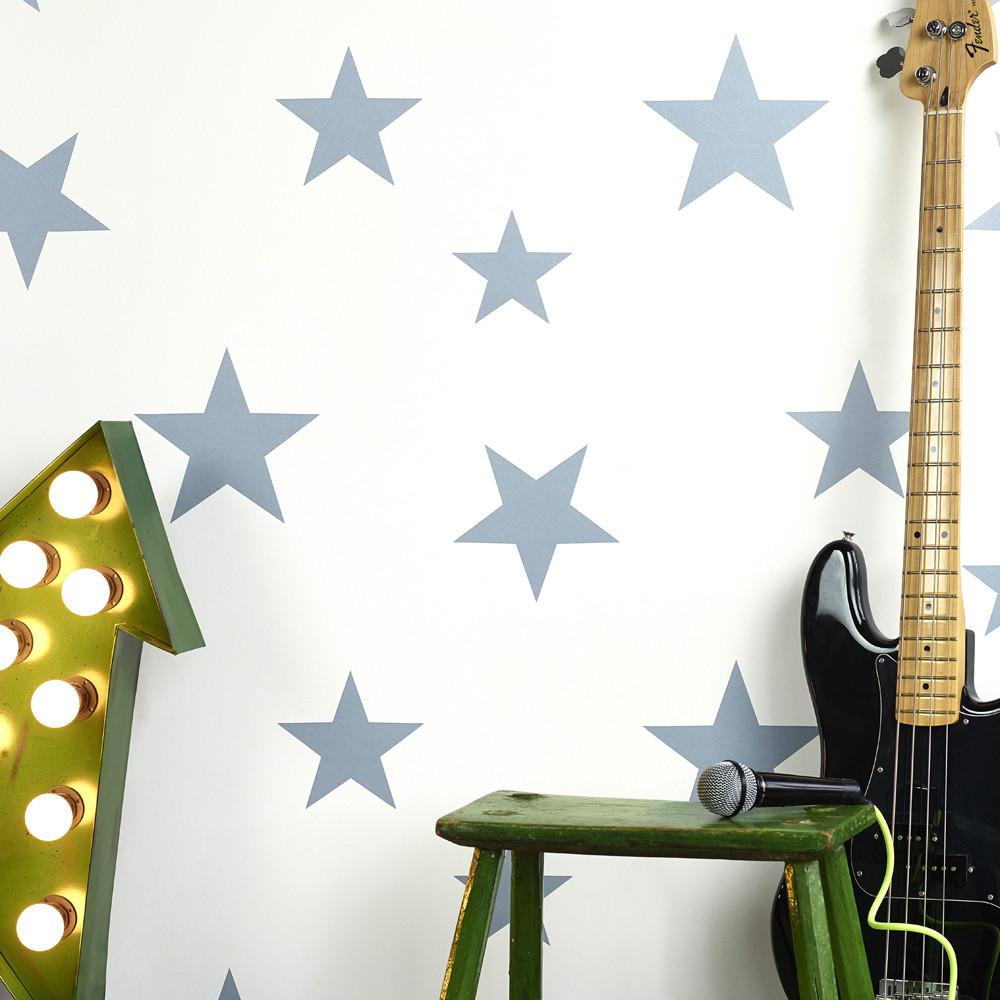 Wallpaper Roll Stellar Blue White Stars