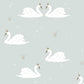 Hibou Home Wallpaper - Mint Swans