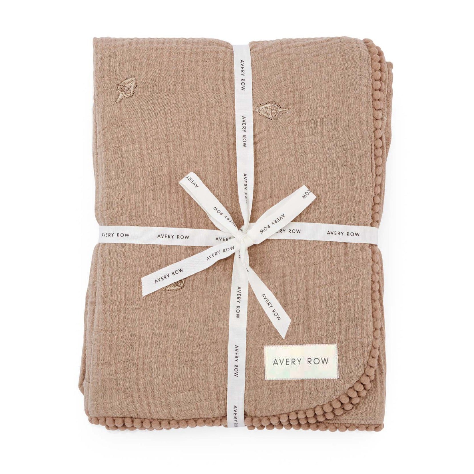 Avery Row Embroidered Muslin Blanket - Mushroom