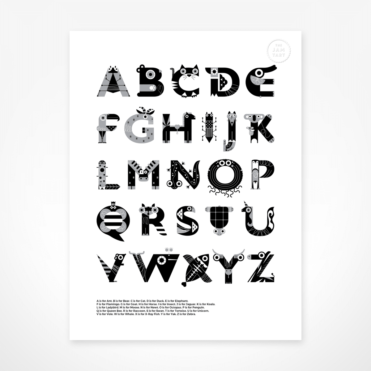 Animal Alphabet Print & White