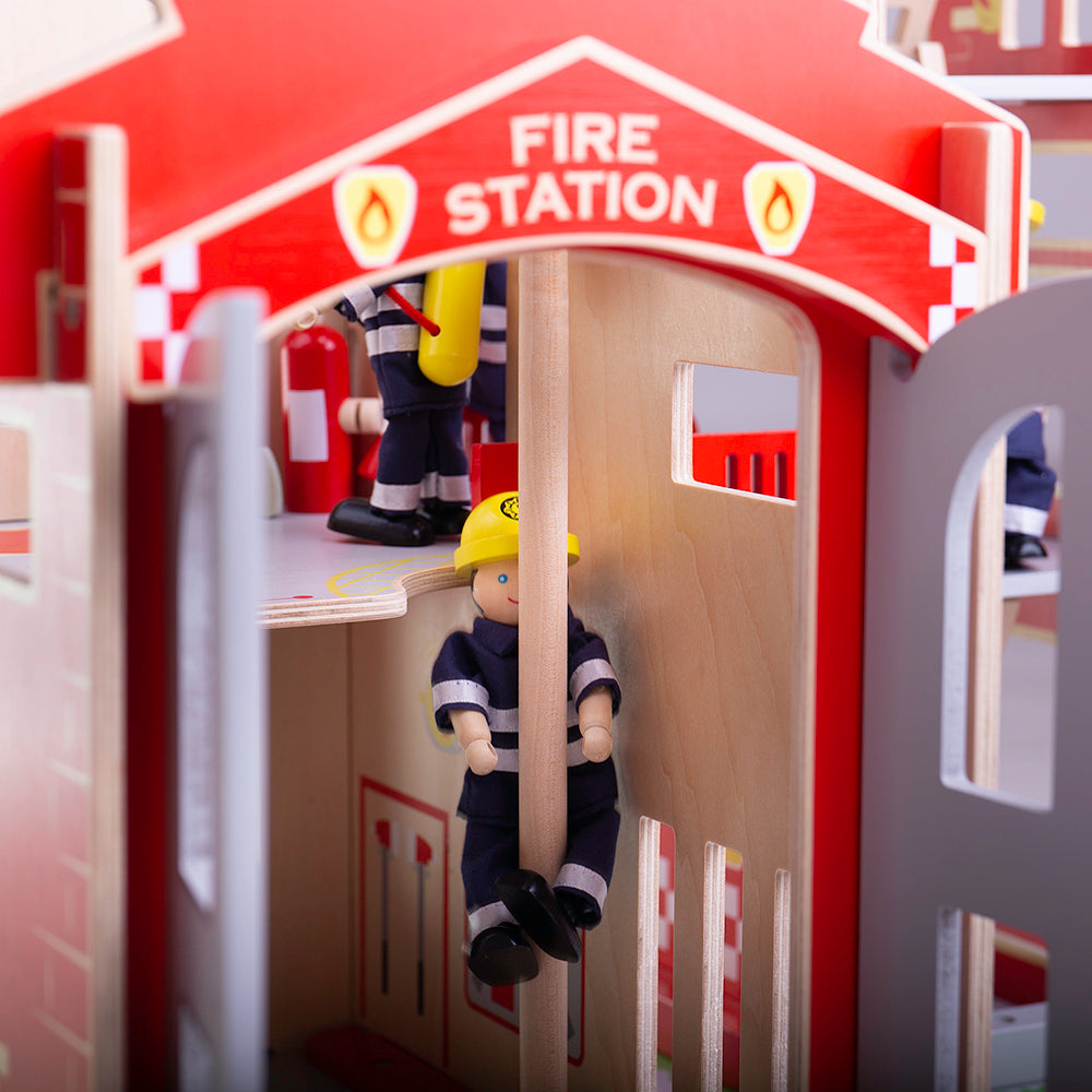 Bigjigs Wooden City Fire Station Playset