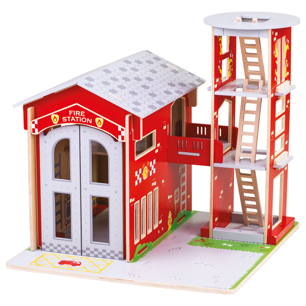 Bigjigs Wooden City Fire Station Playset