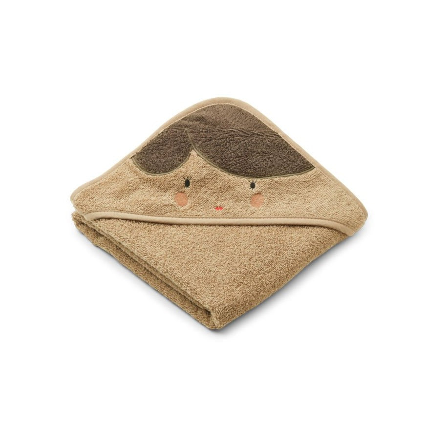 Liewood Organic Albert Hooded Baby Towel - Doll/Oat