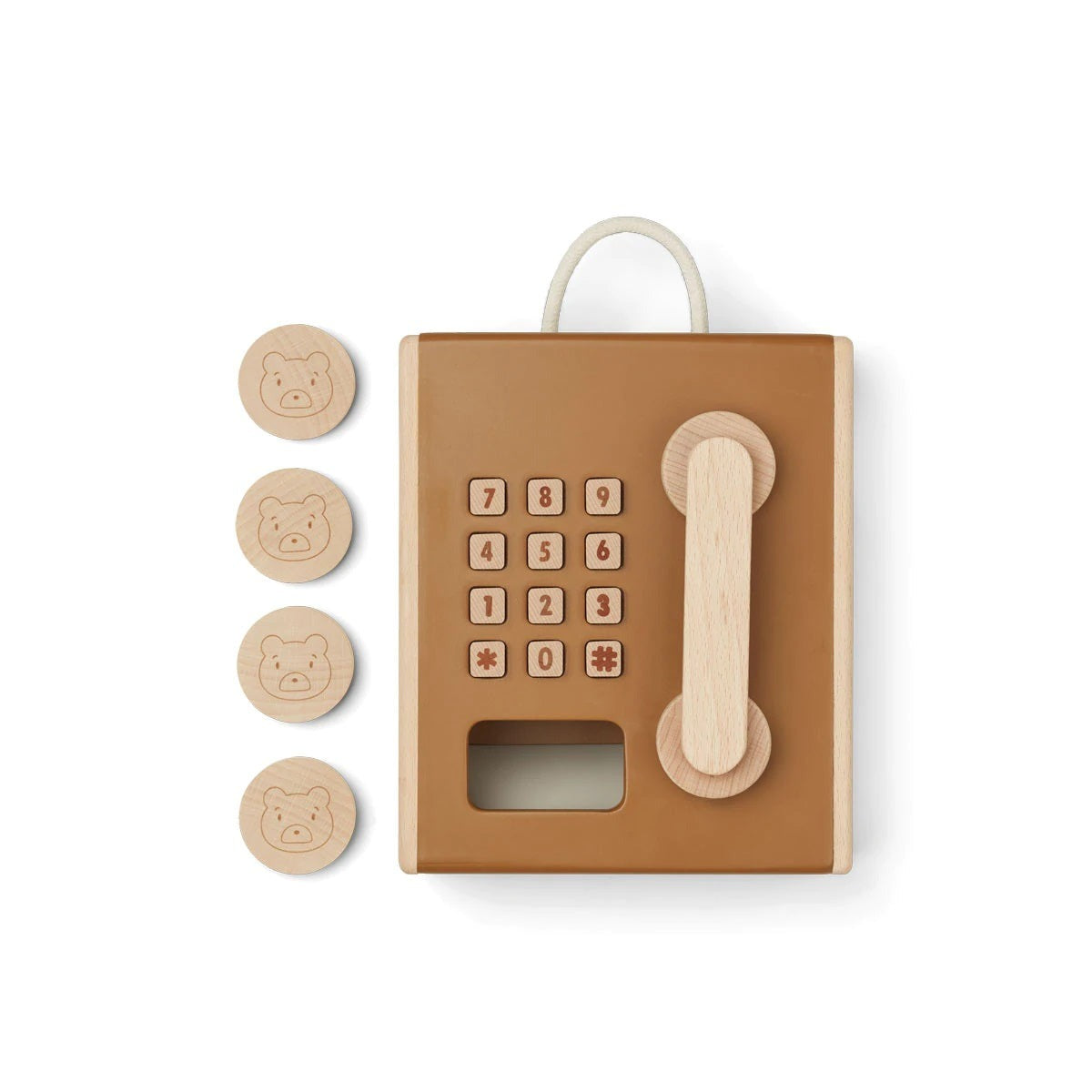 Liewood Rufus Wooden Toy Payphone - Golden Caramel Multi Mix