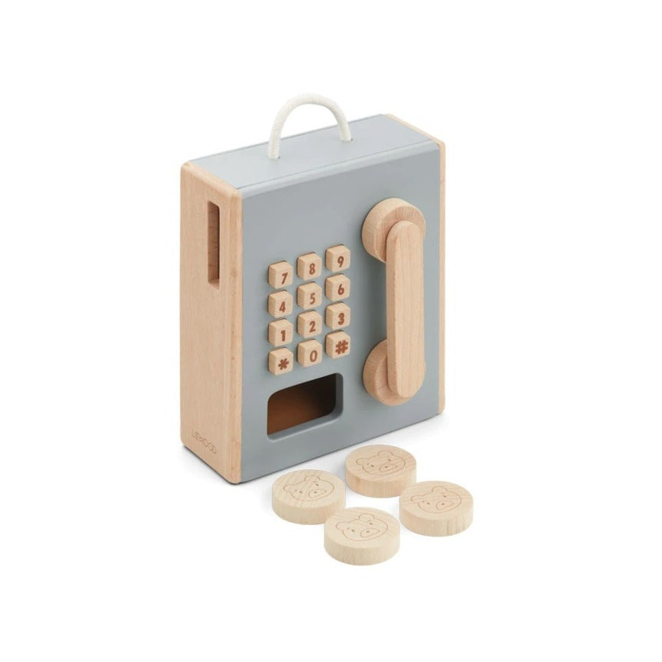 Liewood Rufus Wooden Toy Payphone - Blue Fog Multi Mix
