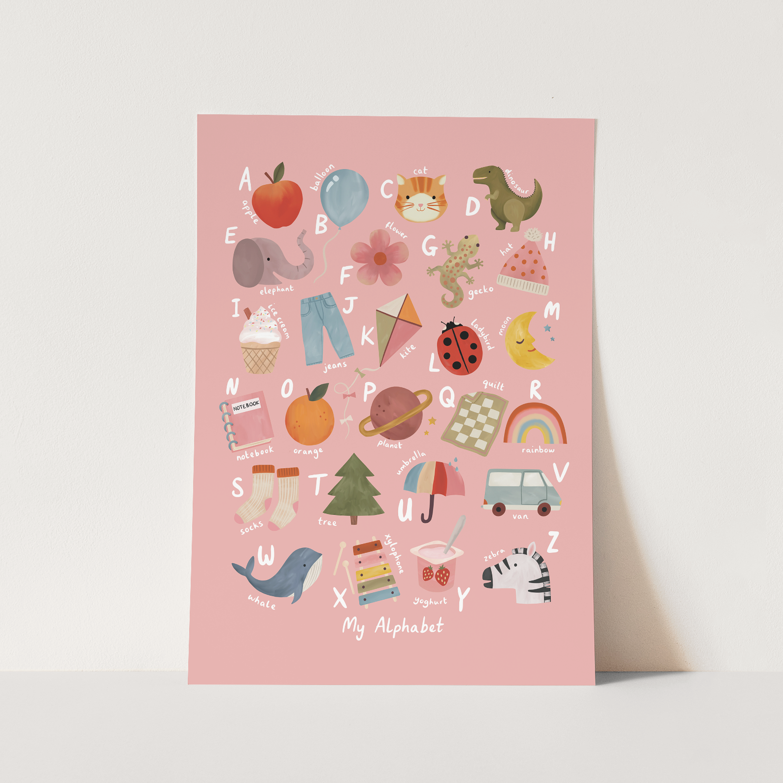 My Alphabet Art Print in Pink by Kid of the Village (7 Sizes Available)