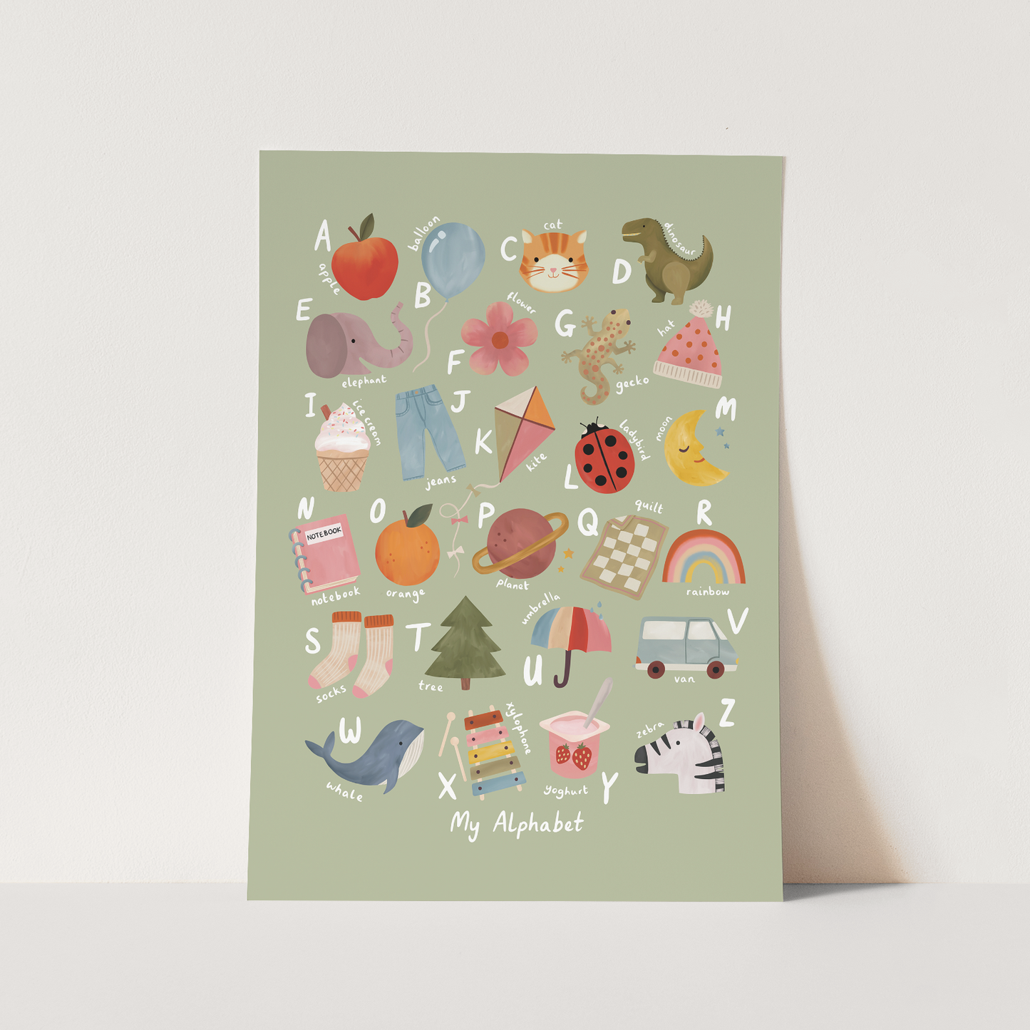 My Alphabet Art Print in Sage by Kid of the Village (7 Sizes Available)