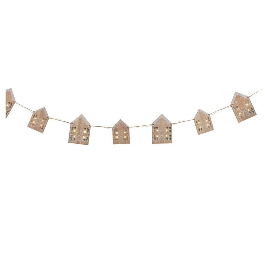 Wooden Gingerbread Light-Up House Christmas Bunting By Ginger Ray