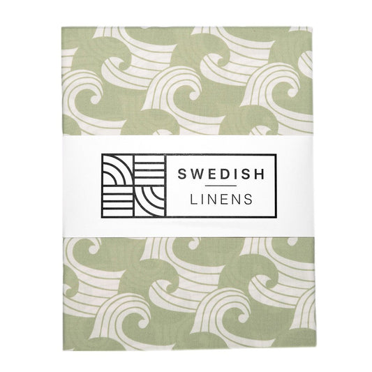 Swedish Linens Fitted Sheets - Waves Sage (4 Sizes)