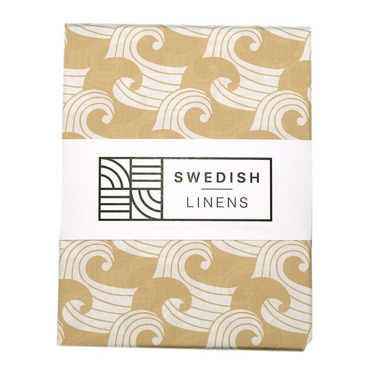 Swedish Linens Fitted Sheets - Waves Warm Sand (4 Sizes)