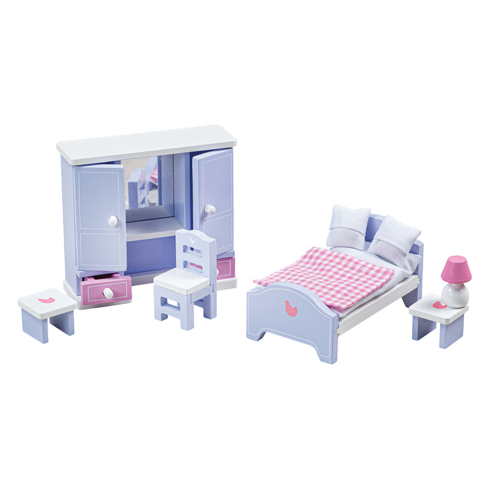 Tidlo Wooden Dolls House Bedroom Furniture Set