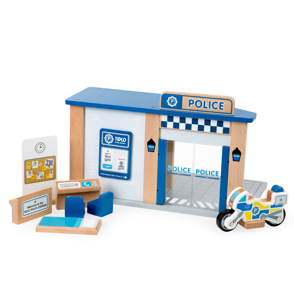Tidlo Wooden Police Station Playset
