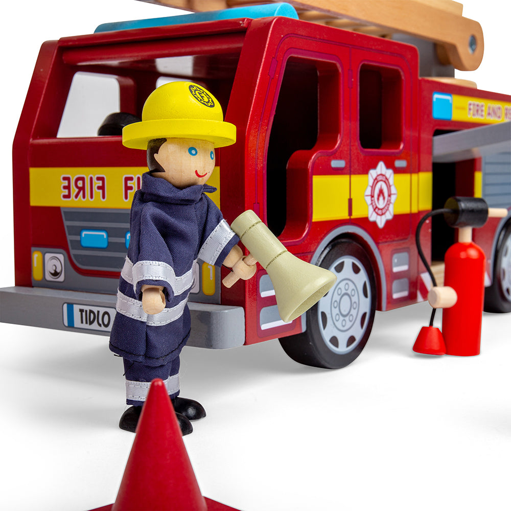 Tidlo Wooden Fire Station Toy Bundle