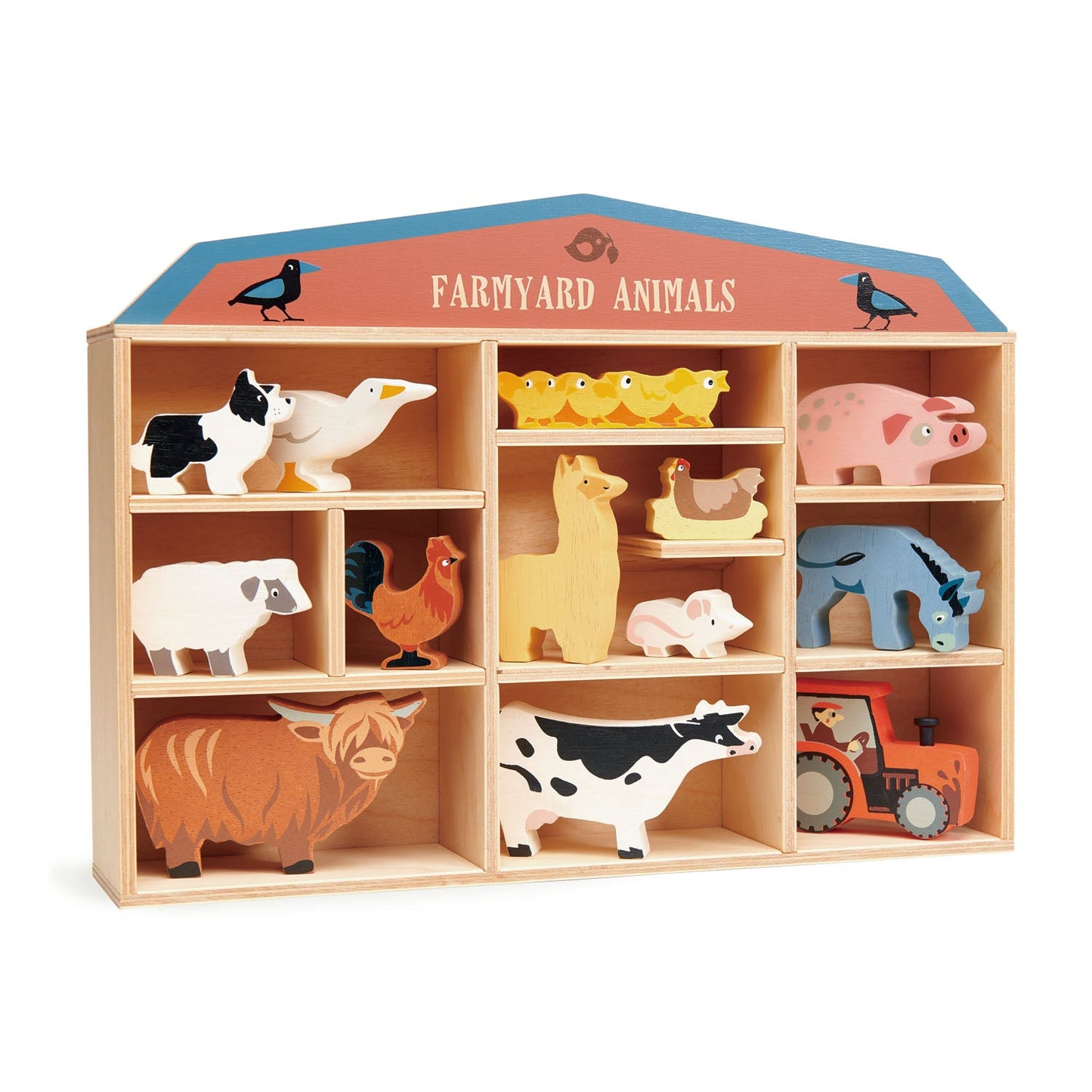 Tender Leaf Toys 13 Farmyard Animals & Shelf