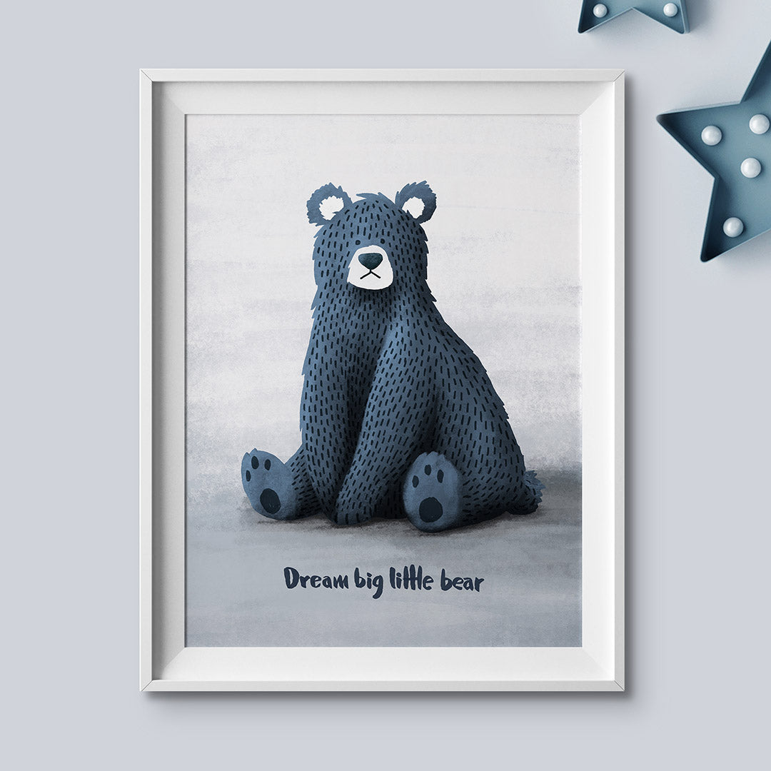 Tigercub Prints Dream Big Little Bear Nursery Print (3 Sizes Available)