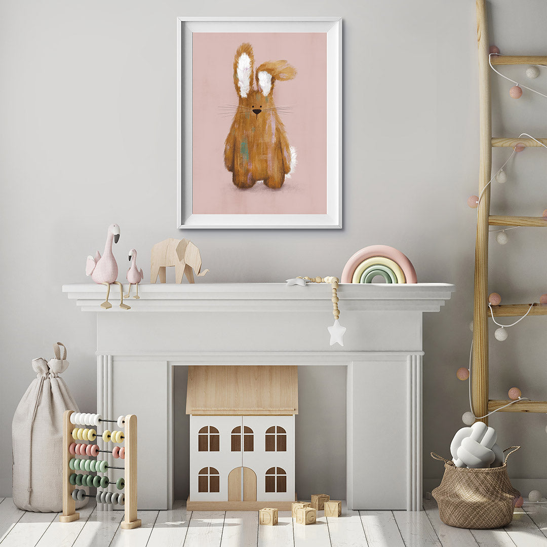 Tigercub Prints Pink Woodland Bunny Nursery Print (3 Sizes Available)