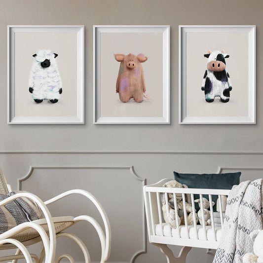 Tigercub Prints Farmyard Animals Nursery Prints Set of 3 (3 Sizes Available)