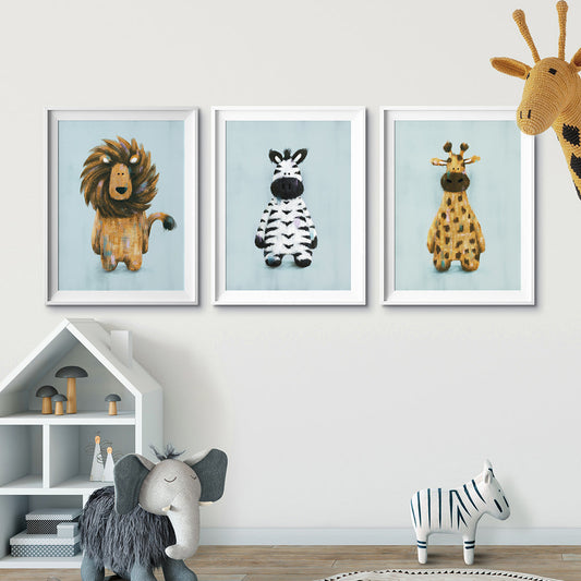 Tigercub Prints Safari Animals Set of 3 Nursery Prints (3 Sizes Available)