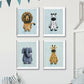 Tigercub Prints Safari Animals Set of 4 Nursery Prints (3 Sizes Available)