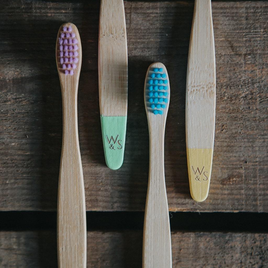 Wild & Stone Children's Bamboo Toothbrush - 4 Pack - Multicolour