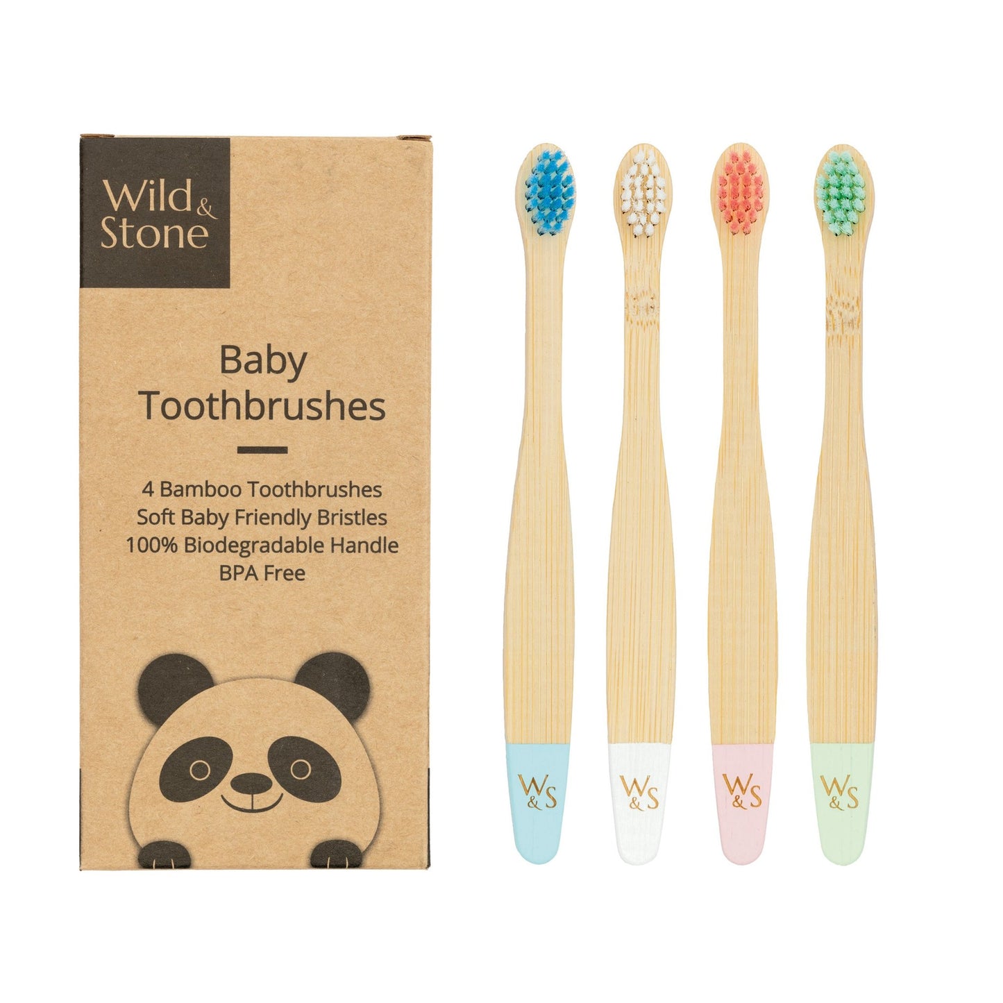 Wild & Stone Baby Bamboo Toothbrush - 4 Pack - Extra Soft Bristles