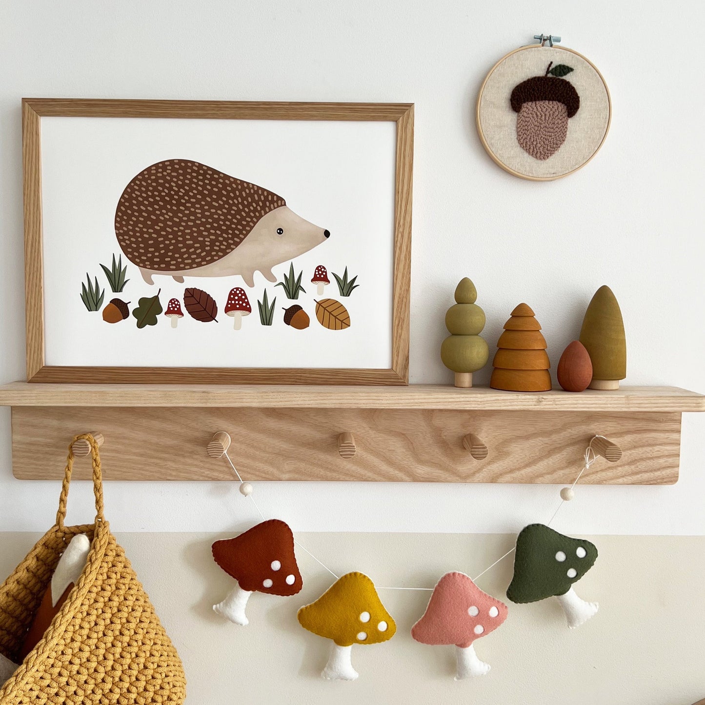 Hedgehog Art Print In White by Kid of the Village (6 Sizes Available)