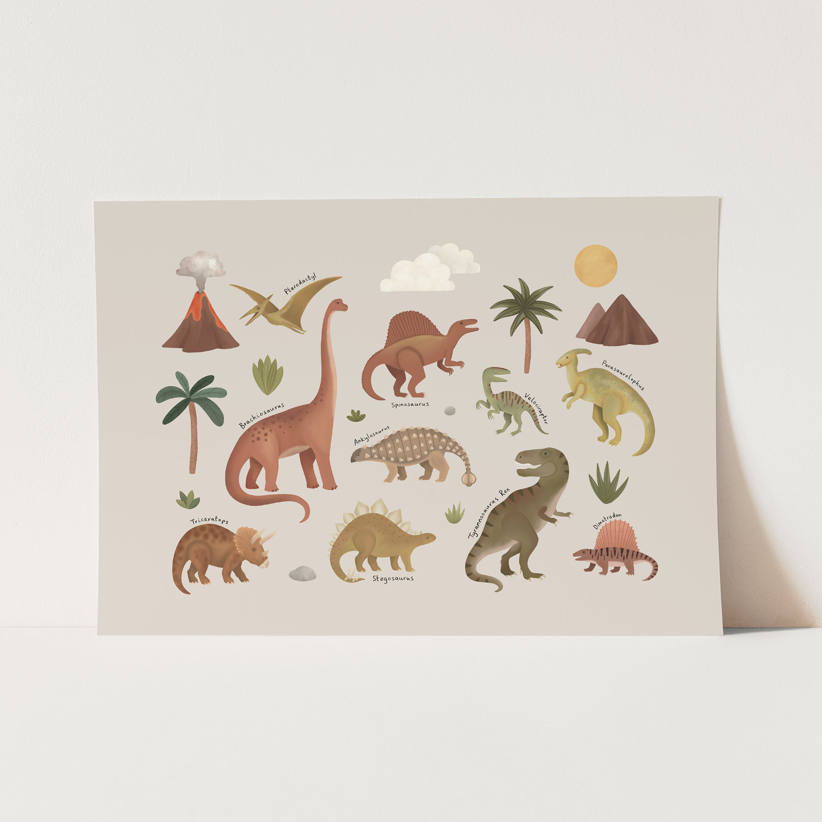 Dinosaurs Art Print In Stone by Kid of the Village (6 Sizes Available)