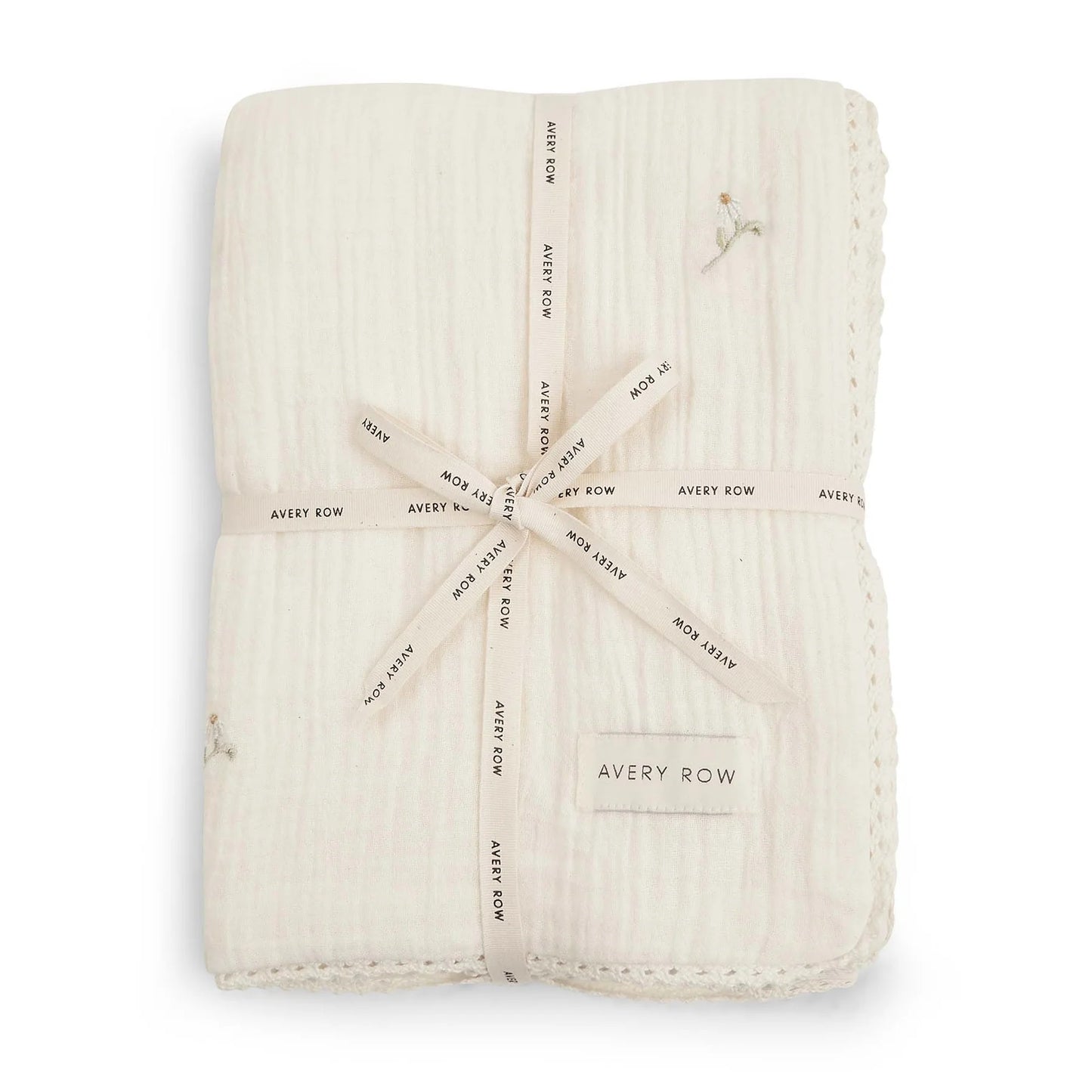 Avery Row Embroidered Muslin Blanket - Wild Chamomile