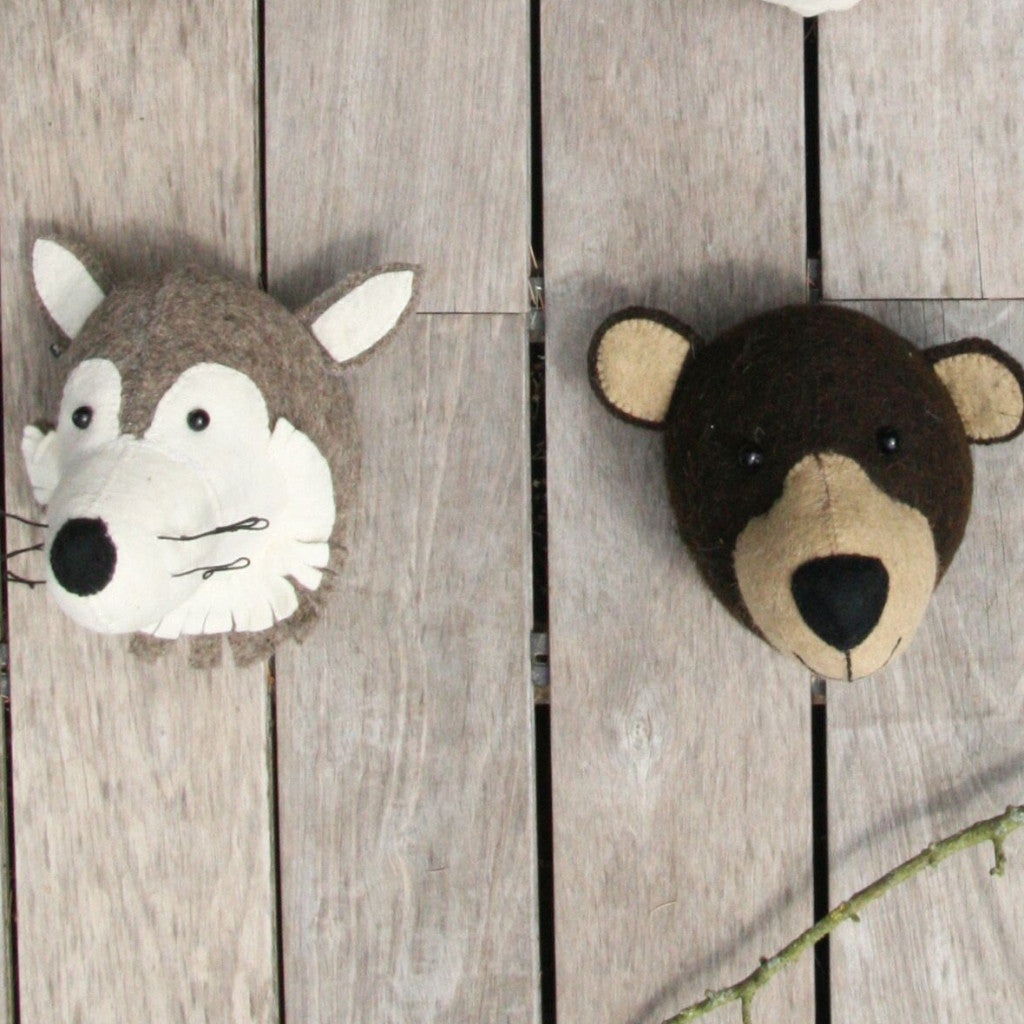 Fiona Walker Bear Felt Animal Wall Head - Mini | Soren's House